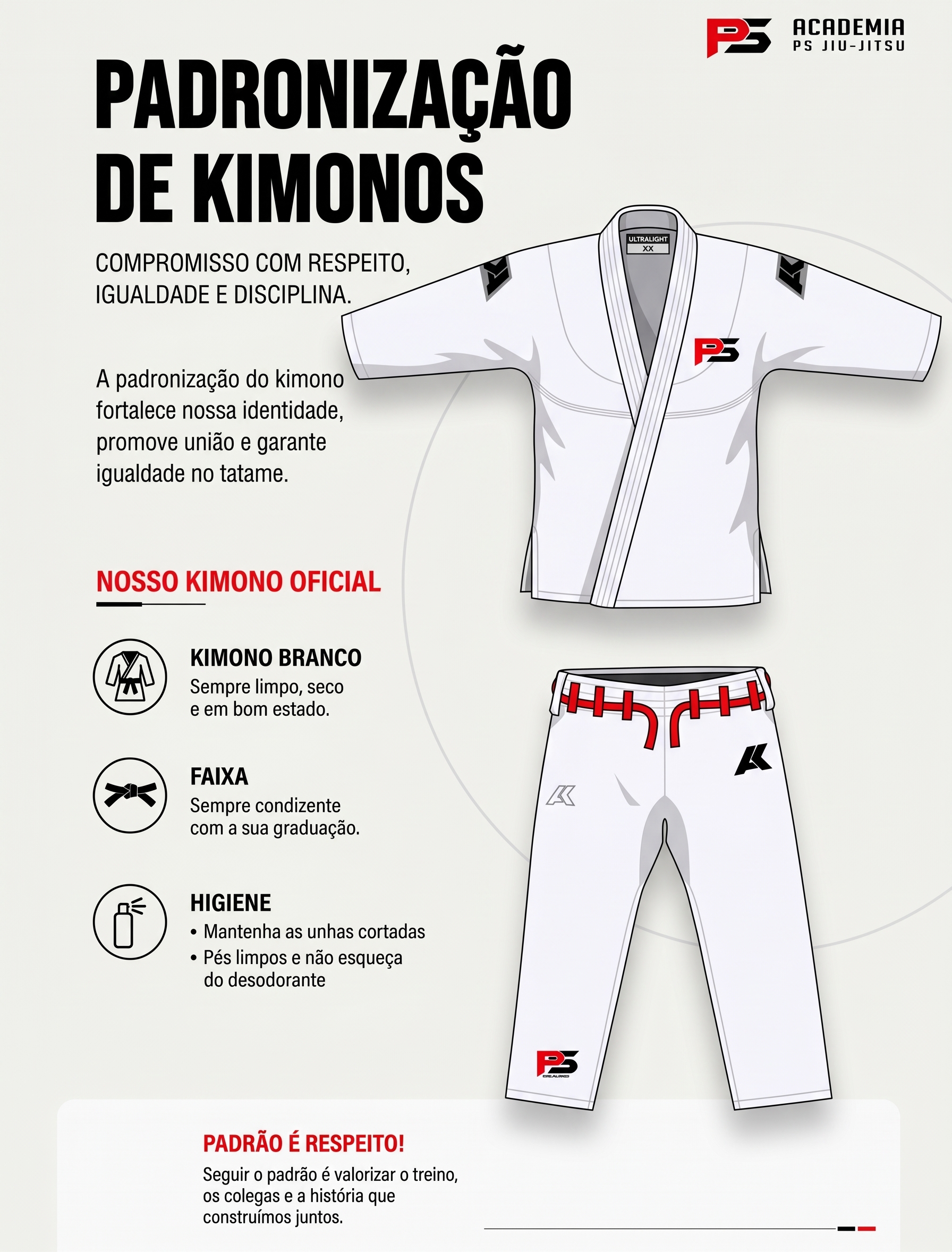 Padronização de kimonos PS Jiu-Jitsu